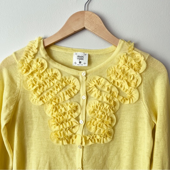 Mac + Jac Yellow Ruffle Crop Cardigan - Picture 2 of 6
